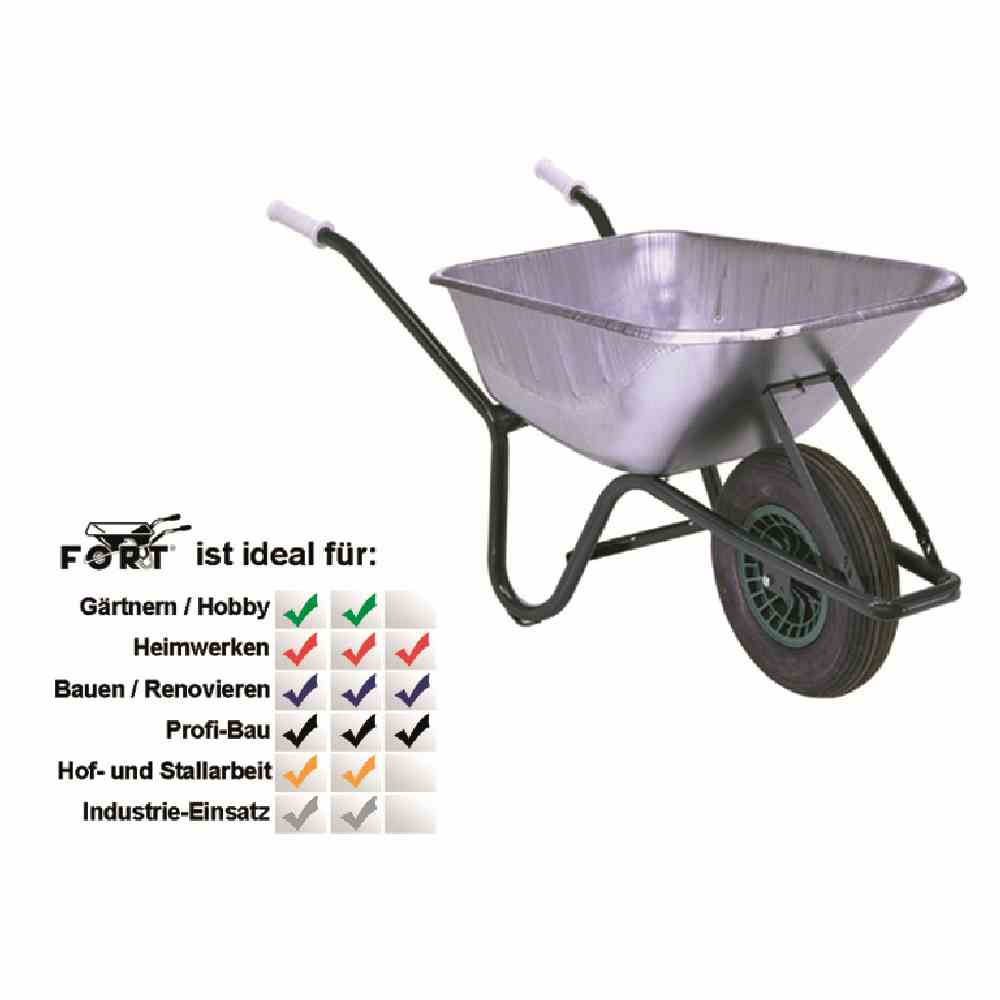 Baukarre 90 Liter verzinkt tiefe Mulde