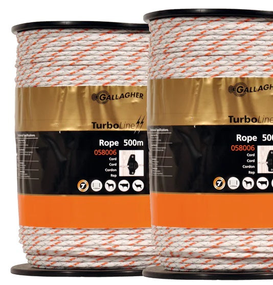 Gallagher Elektrozaun TurboLine Cord, Duopack (2x500m), Weiß+