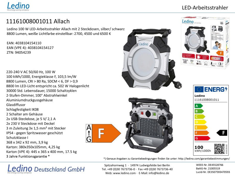 Ledino LED-Arbeitsstrahler 100W Allach