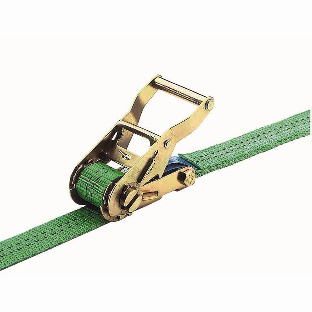 Zurrgurt 35mm, 2-tlg. grün mit Ratsche + Haken, 6m