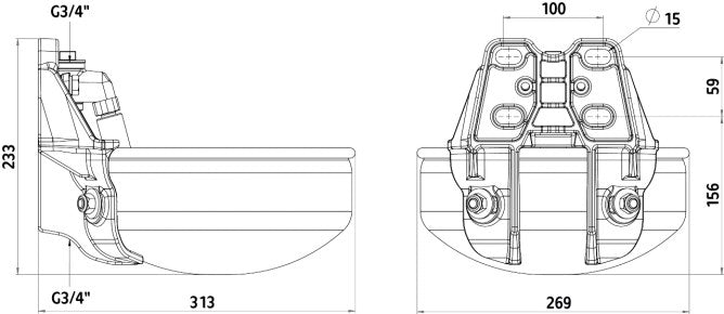 Edelstahltränkebecken E21 mit Rohrventil 3/4"