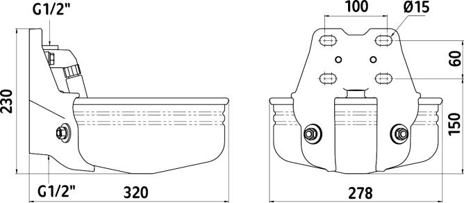 Edelstahltränkebecken E21 mit Rohrventil 3/4"