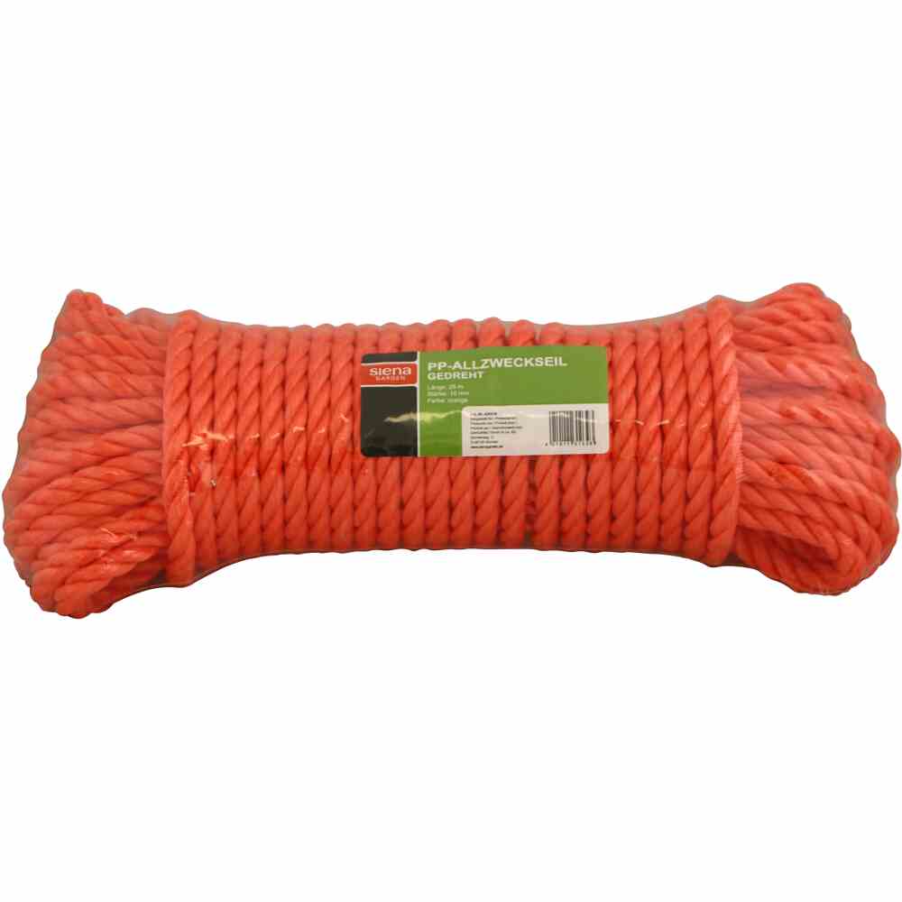 PP-Allzweckseil 10mm orange, 25 Meter