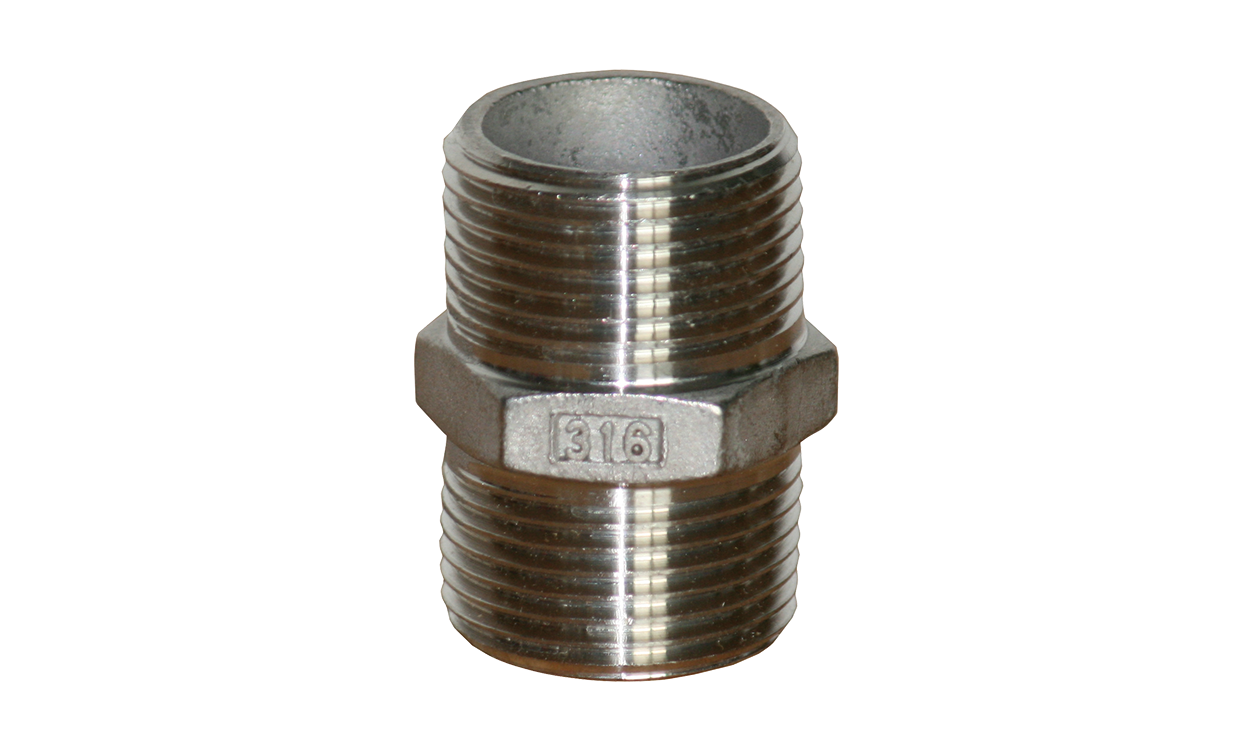 VA-Doppelnippel mit 6-kt. 3/8" AG