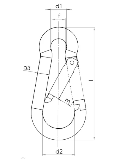 Feuerwehrkarabinerhaken A4 60 x 6 mm